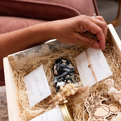 The Loved Care Gift Box by Evermore Blooms; a non-profit located in Sioux Falls, SD that focuses on supporting women of miscarriage.