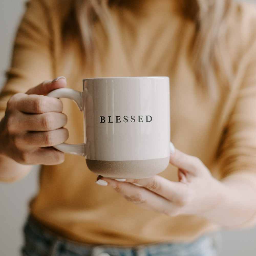 14oz "Blessed" Stoneware Mug from Sweet Water Decor