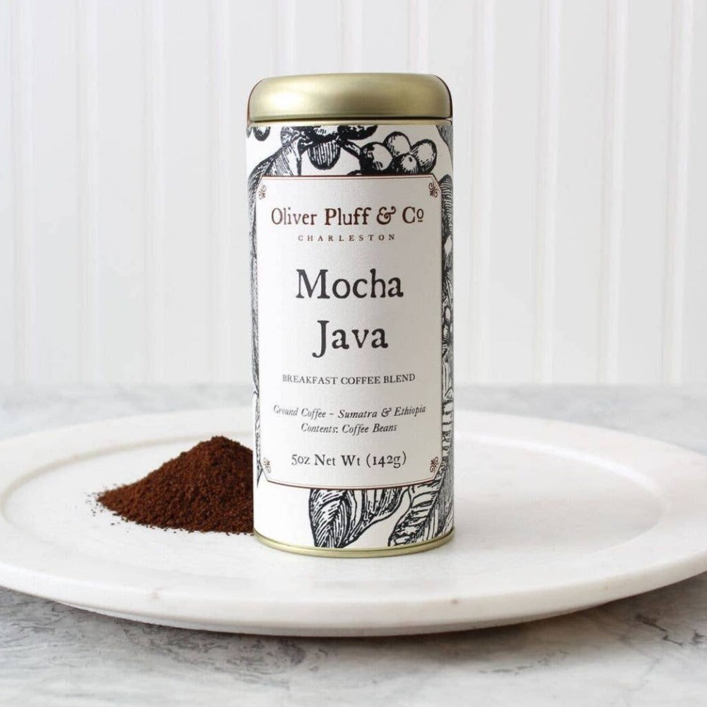 Tin of Mocha Java ground coffee (5oz) from Oliver Pluff & Co.