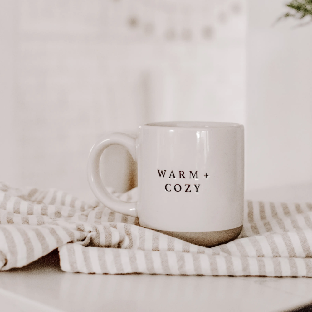 14oz "Warm & Cozy" Stoneware Mug from Sweet Water Decor