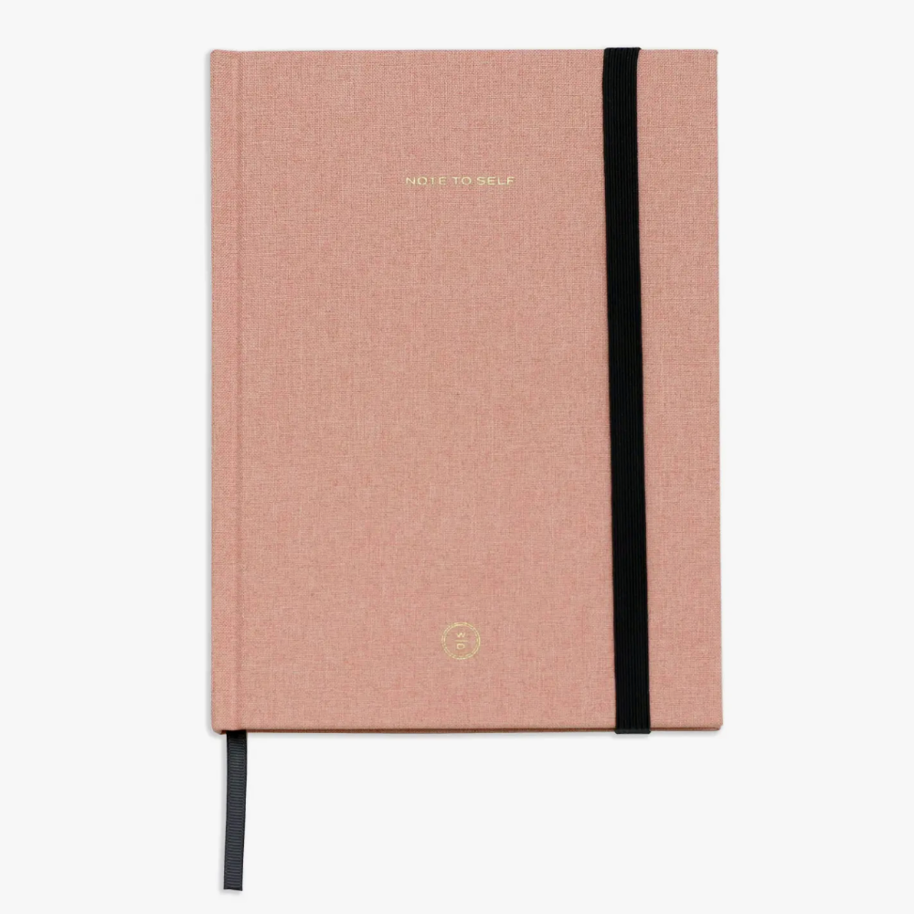 pink linen journal by wit & delight